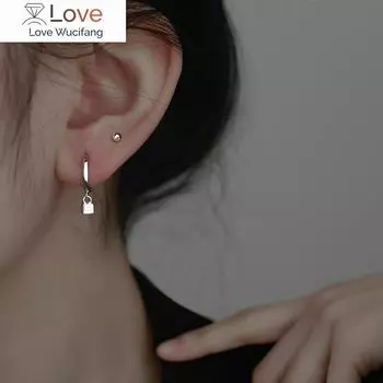 Геометрические квадратные серьги женские серьги-пряжки из стерлингового серебра 925 пробы простые квадратные серьги-кольца Cold Wind золотой