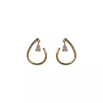 Геометрические линии Капли воды Серьги с цирконом Темперамент Полые серьги Универсальные и персонализированные аксессуары