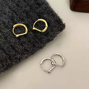 Геометрические маленькие серебряные бусины серьги-пряжки Niche Design Sense Simple Round Beads