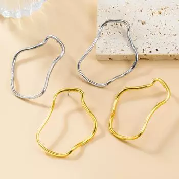 «Геометрические металлические серьги в европейском и американском стиле для женщин — нестандартный, простой, преувеличенный дизайн» золотой