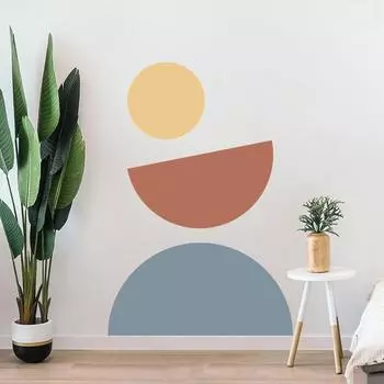 Геометрические наклейки на стену, круг, водонепроницаемая наклейка на стену для спальни, гостиной, офиса