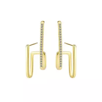 Геометрические нерегулярные модные циркониевые сверкающие классические серьги-гвоздики для женщин ослепительные женские элегантные аксессуары вневременные ювелирные изделия золотой