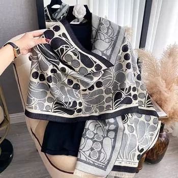 Геометрические осенние и зимние шарфы, элитные шали, шарфы, замедляющие старение, студенты выходят на улицу с теплыми женщинами 185cm серый