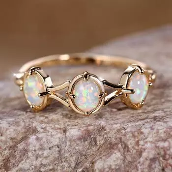 Геометрические овальные обручальные кольца с белым огненным опалом для женщин, креативные свадебные украшения для помолвки, подарок 6
