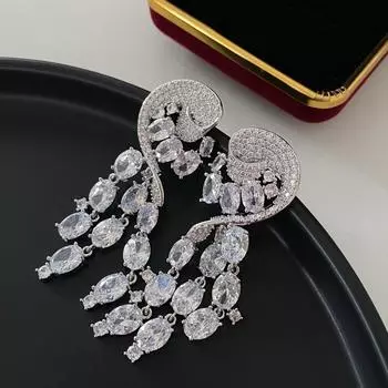 Геометрические овальные серьги Длинные серьги с бахромой Модные индивидуальные универсальные изысканные холодные серьги