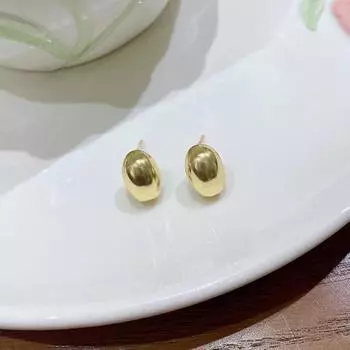 Геометрические овальные серьги-гвоздики из блестящего металла, элегантные роскошные легкие женские мини-серьги для девочек