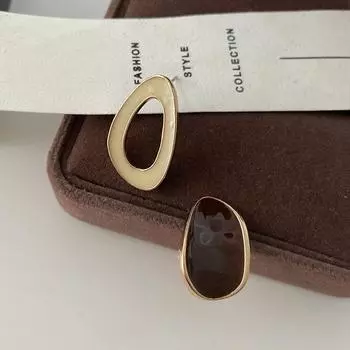 Геометрические овальные серьги-гвоздики, полые трехмерные асимметричные серьги Sense, атмосферные серьги High Sense Retro Drip Glaze, женские