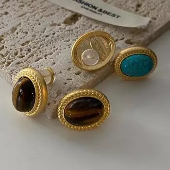 Геометрические овальные серьги-гвоздики с закрученным краем, серьги премиум-класса Sense, средневековые винтажные французские ретро-серьги