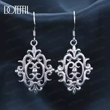 Геометрические перфорированные серьги из стерлингового серебра 925 пробы, модные свадебные украшения .40*1.70cm