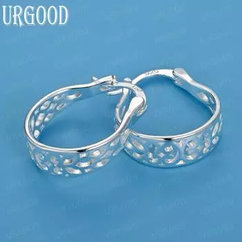 Геометрические полые кольца из стерлингового серебра 925 пробы, модные свадебные украшения 2.10*1.60cm