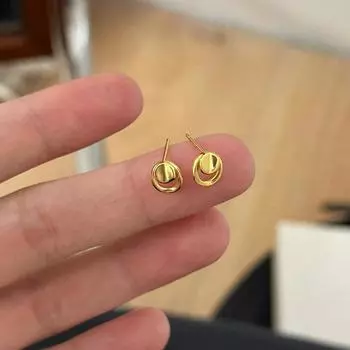 Геометрические полые круглые вогнутые серьги-гвоздики женские простые серьги Ins Niche