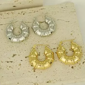 Геометрические ретро-серьги во французском стиле, легкие, роскошные, полые серьги из титановой стали