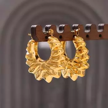 Геометрические серьги-цветы особой формы, ретро-цветы из титановой стали с покрытием из 18-каратного золота