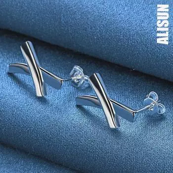Геометрические серьги для пирсинга из стерлингового серебра 925 пробы. Модные свадебные украшения. 0.70*1.30cm
