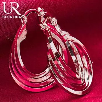 Геометрические серьги для пирсинга из стерлингового серебра 925 пробы, модные свадебные украшения 34mm*25mm