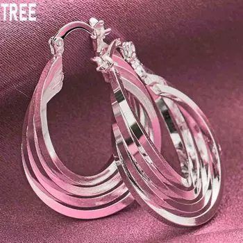 Геометрические серьги для пирсинга из стерлингового серебра 925 пробы, модные свадебные украшения 34mm*25mm