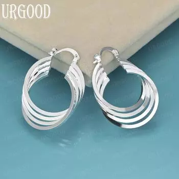 Геометрические серьги для пирсинга из стерлингового серебра 925 пробы, модные свадебные украшения 34mm*25mm