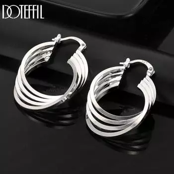 Геометрические серьги для пирсинга из стерлингового серебра 925 пробы, модные свадебные украшения 34mm*25mm