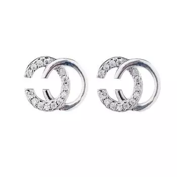 Геометрические серьги-гвоздики с двойным C-образным вырезом из циркона, небольшой дизайн, сексуальные и холодные маленькие ароматные серьги, модная девушка