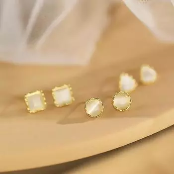 Геометрические серьги-гвоздики женские легкие роскошные серьги Niche Design Sense Opal серьги модный темперамент