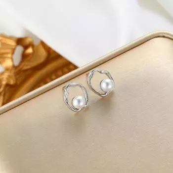 Геометрические серьги-гвоздики Женственность Свет Роскошь Яйцевидной формы Круглые серьги с имитацией жемчуга Серьги