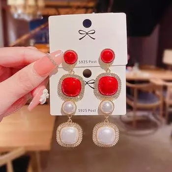 Геометрические серьги из серебра 925 пробы с цирконием — простой, элегантный стиль для женщин A143 золотой