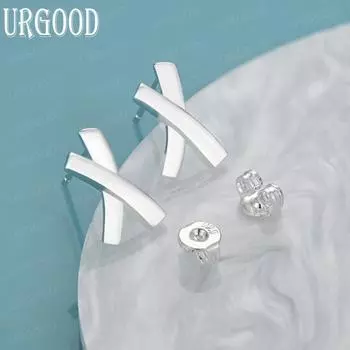 Геометрические серьги из стерлингового серебра 925 пробы, модные свадебные украшения для вечеринок 0.70*1.30cm