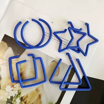 Геометрические серьги Модные милые прекрасные великолепные подарочные синие серьги 6.5cm синий