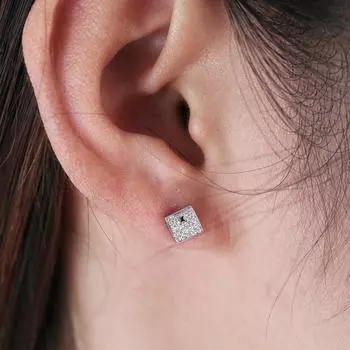 Геометрические серьги-пусеты для женщин Корейский стиль Простые В форме ромба В форме ромба Персонализированные цветы Милые украшения