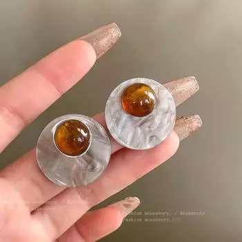 Геометрические серьги Retro Maillard Coffee: Стиль Гонконга, легкая роскошь, универсальность для женщин A2119 серый