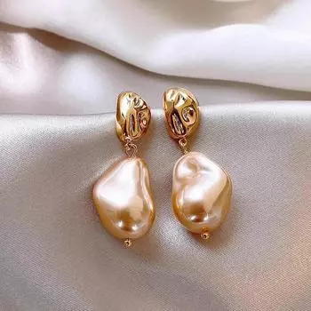 Геометрические серьги с барочным жемчугом: Роскошный, высококачественный, необычный дизайн для женщин A1931 шампанского