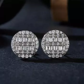 Геометрические серьги с муассанитом, круглые серьги-гвоздики из муассанита, ювелирные изделия из стерлингового серебра 925 пробы серебряный