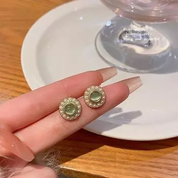 Геометрические серьги с жемчугом «кошачий глаз»: Серебро 925 пробы, модное, легкое, роскошное, универсальный стиль, вдохновленное знаменитостями из Интернета. золотой