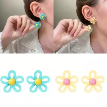 Геометрические серьги, украшения для ушей, серьги-гвоздики в виде цветка, уникальная подвеска для ушей, акриловая текстура, булавка для ушей, подарок для любителя моды зелёный