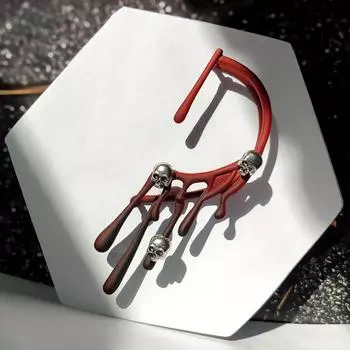 Геометрические серьги в преувеличенном стиле с изображением черепа фульгурита, каффы на ухо для женщин в стиле ретро с ажурным узором для винной вечеринки