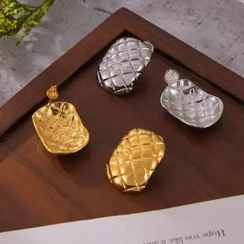 Геометрические серьги Wind Titanium Steel Square Grid Simple Light Luxury Color-Preserving Stud Earrings Jewelry