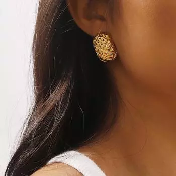 Геометрические серьги знаменитостей из нержавеющей стали, квадратная сетка, простые металлические серьги