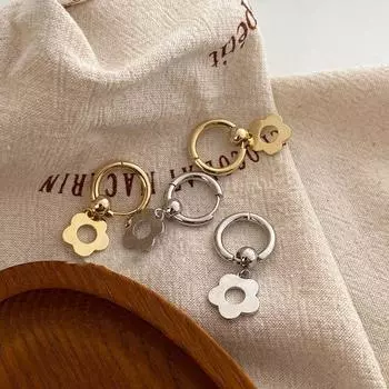 Геометрические серебряные серьги Серьги в корейском стиле Золотые серьги-кольца Женские серьги Цветочные серьги