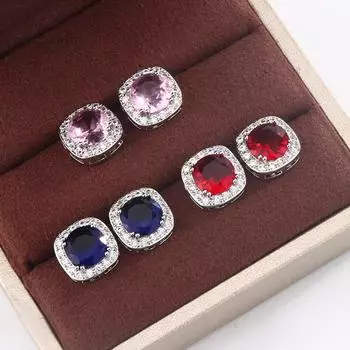 Геометрические сине-красные серьги-гвоздики для женщин, повседневная одежда, элегантные аксессуары, подарок на годовщину, модные украшения красный