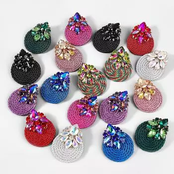 Геометрические сплав алмаз стекло полиэстер эластичные плетеные серьги для женщин золотой