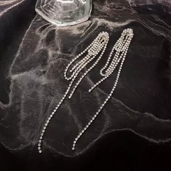 Геометрические Стразы Женские Свадебные Аксессуары Кристалл Серьги Висячие Серьги Модные Украшения серебряный