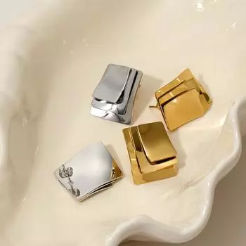 Геометрические трехслойные женские модные гладкие серьги золотой