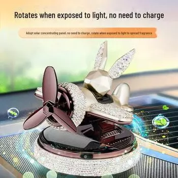 Геометрические украшения для автомобиля в виде кролика, работающие на солнечной энергии, с бриллиантами Ocean flavor синий