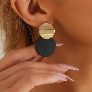 Геометрические универсальные серьги-гвоздики в форме диска для женщин золотой