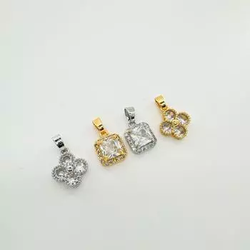 Геометрические ювелирные аксессуары из циркона с покрытием из золота 18 карат: Браслет, Ожерелье, Подвеска Flowers серебряный