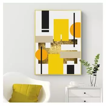 Геометрические желтые абстрактные настенные художественные картины для гостиной, декоративный постер, современное скандинавское украшение, домашняя картина на холсте 21x30cm No Frame