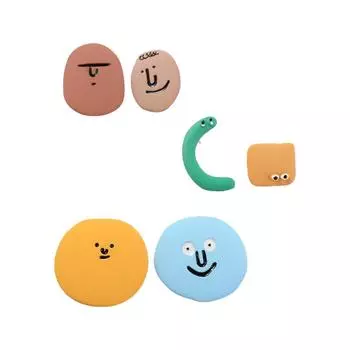 Геометрические женские нерегулярные украшения круглые серьги-гвоздики разноцветные краски зелёный/жёлтый