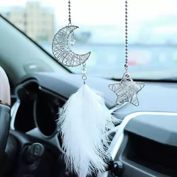 Геометрические звезды, луны, перья: Креативные подвески для салона и зеркал заднего вида Moon and Stars белый