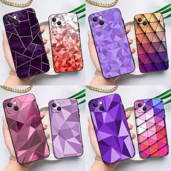 Геометрический абстрактный кристаллический чехол для iPhone 15 11 12 13 14 Pro Max 12 13 Mini X XS Max XR 7 8 Plus SE 2020 Cover Coque iPhone 15