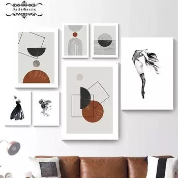 Геометрический абстрактный постер, холст, картина, настенная художественная картина, черно-белая фигура, домашний декор, постер и принт, дизайн гостиной 21*30cm